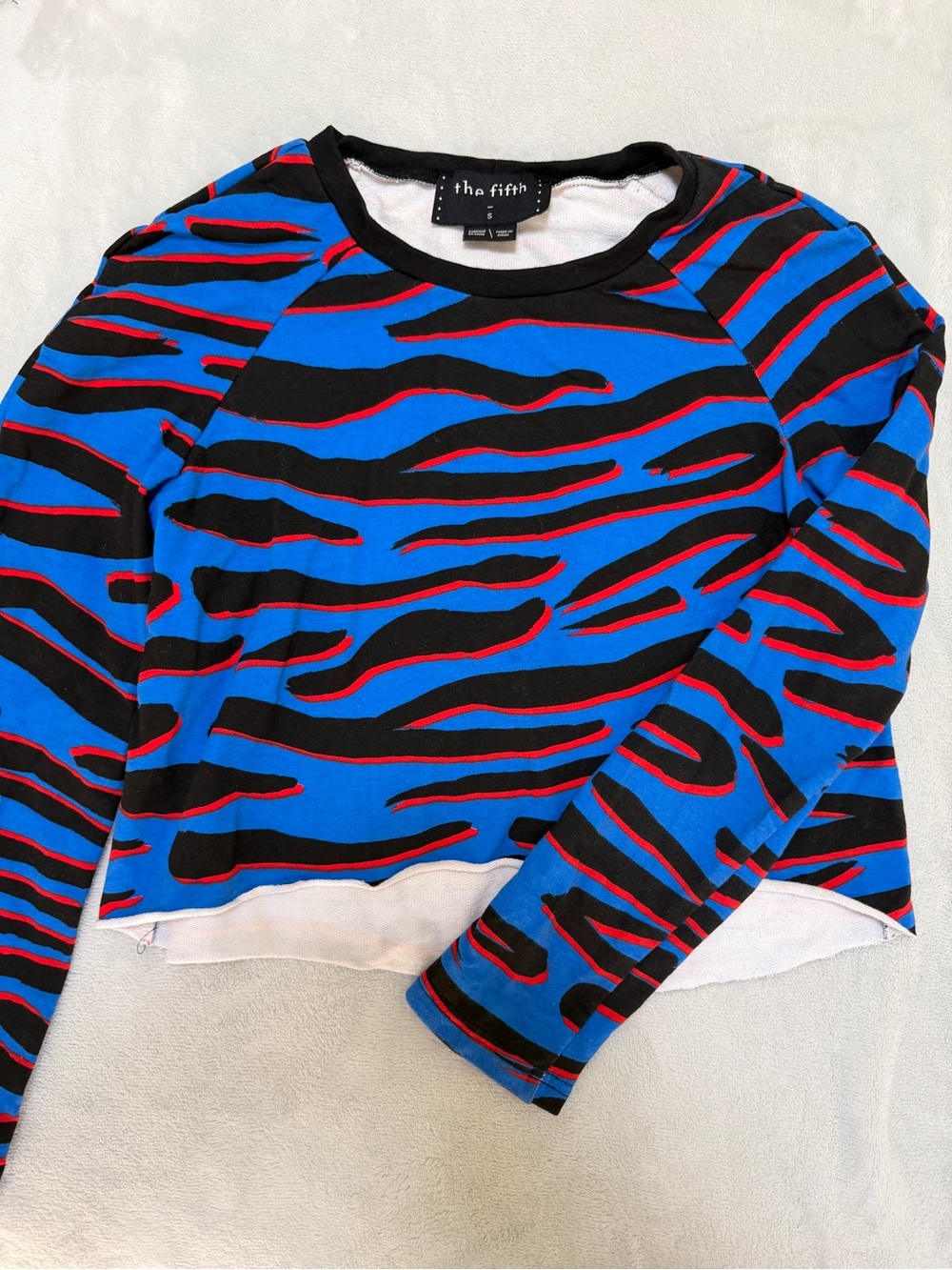 Bright zebra Striped Long-Sleeve Top size small